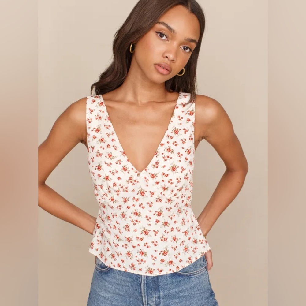 Reformation Vireo Floral Print Sleeveless Top